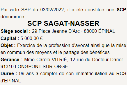exemple annonce legale creation scp 2
