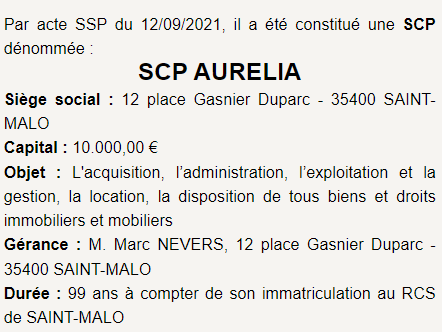 exemple annonce legale creation scp 3